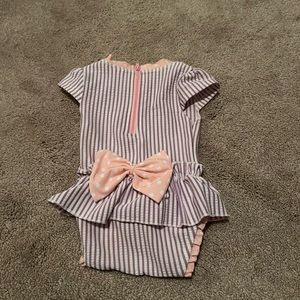 RuffleButts purple seersucker bathing suit size 0-3 months